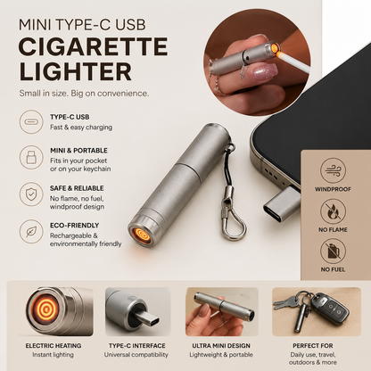 Mini Type C USB Cigarette Lighter